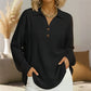 Top a maniche lunghe da donna con scollo a V in tessuto waffle knit
