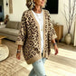 Cardigan lavorato a maglia con stampa leopardata chic da donna