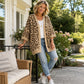 Cardigan lavorato a maglia con stampa leopardata chic da donna