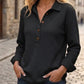 🔥SCONTO DEL 50%! 👚Top Henley a manica lunga in tessuto waffle da donna