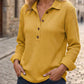 🔥SCONTO DEL 50%! 👚Top Henley a manica lunga in tessuto waffle da donna