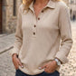 🔥SCONTO DEL 50%! 👚Top Henley a manica lunga in tessuto waffle da donna