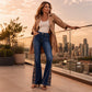 👖SCONTO DEL 50%! 🔥Jeans a zampa da donna retrò con stampa bohémien