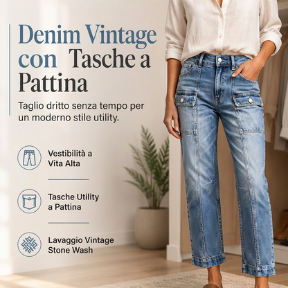 🔥SCONTO DEL 50%! 👖Jeans da donna a vita alta, elasticizzati, gamba dritta