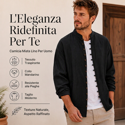 🔥SCONTO DEL 50%! 👕Camicia casual da uomo a maniche lunghe con colletto a camicia