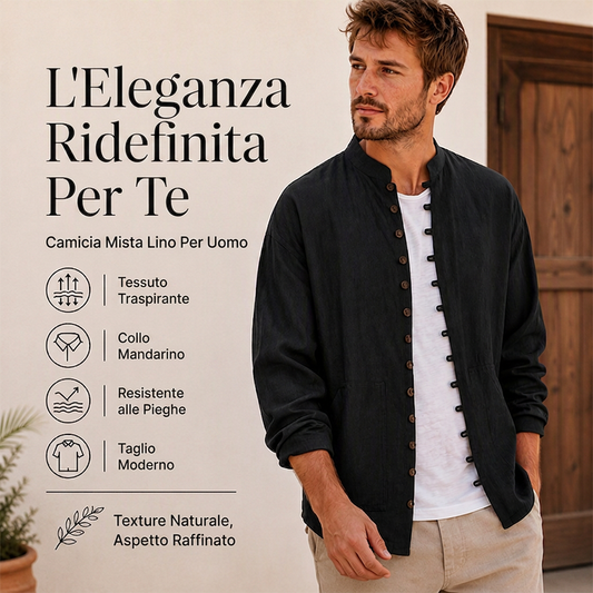 🔥SCONTO DEL 50%! 👕Camicia casual da uomo a maniche lunghe con colletto a camicia