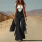 🔥SCONTO DEL 50%! 👚Salopette in pelle scamosciata con frange stile western retrò
