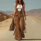 🔥SCONTO DEL 50%! 👚Salopette in pelle scamosciata con frange stile western retrò