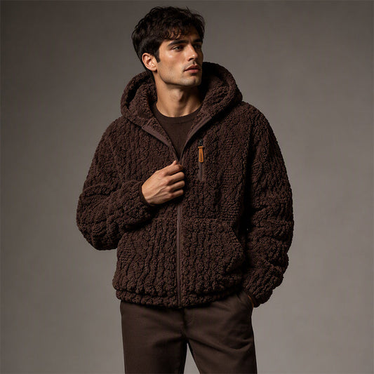 🔥SCONTO DEL 50%! 👕Giacca da uomo in pile con cappuccio e cerniera