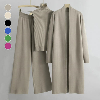📦Consegna gratuita📦Set 3 pezzi - Gilet senza maniche, cardigan e pantaloni autunnali