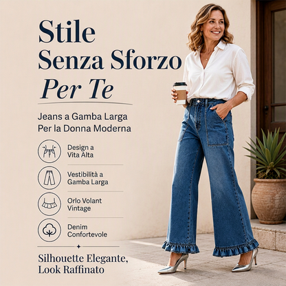 ⏰ Ultimo Giorno di Saldi – SCONTO 50% ✨Jeans da donna a gamba dritta con orlo arricciato eleganti
