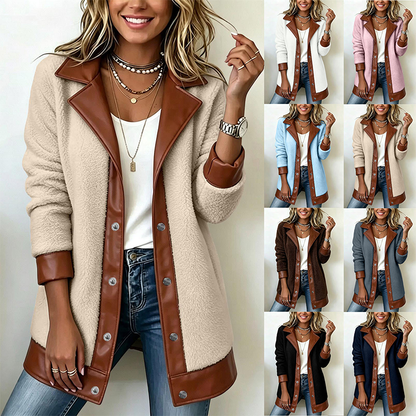 ⏰ Ultimo Giorno di Saldi – SCONTO 50% ✨Giacca da donna in peluche con colletto a revers e patchwork