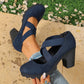 ⏰ Ultimo Giorno di Saldi – SCONTO 50% ✨Scarpe Mary Jane da donna con punta tonda, cinturino incrociato, tacco grosso, plateau e scarpe con tacco alto traforate