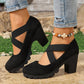 ⏰ Ultimo Giorno di Saldi – SCONTO 50% ✨Scarpe Mary Jane da donna con punta tonda, cinturino incrociato, tacco grosso, plateau e scarpe con tacco alto traforate