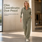 🔥SCONTO DEL 50%! 👚Tuta da ginnastica due pezzi da donna in misto cotone pesante, con zip e pantaloni a gamba larga