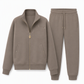 🔥SCONTO DEL 50%! 👚Tuta da ginnastica due pezzi da donna in misto cotone pesante, con zip e pantaloni a gamba larga