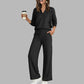 🔥SCONTO DEL 50%! 👚Top da donna scollo a V casual e pantaloni a gamba larga