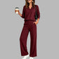 🔥SCONTO DEL 50%! 👚Top da donna scollo a V casual e pantaloni a gamba larga