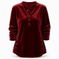 ✨ Tessuto vellutato morbido, comfort facile | Top da donna con scollo a V abbottonato e spacchi laterali