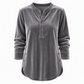 ✨ Tessuto vellutato morbido, comfort facile | Top da donna con scollo a V abbottonato e spacchi laterali