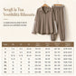Completo da casa casual da donna, composto da camicia oversize con bottoni e pantaloni jogger con bande laterali