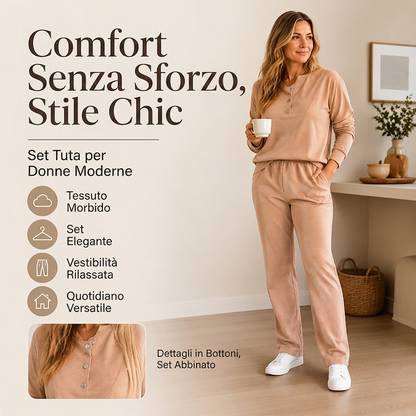 🔥SCONTO DEL 50%! 👚Completo da donna con felpa mezzo bottone e pantaloni della tuta