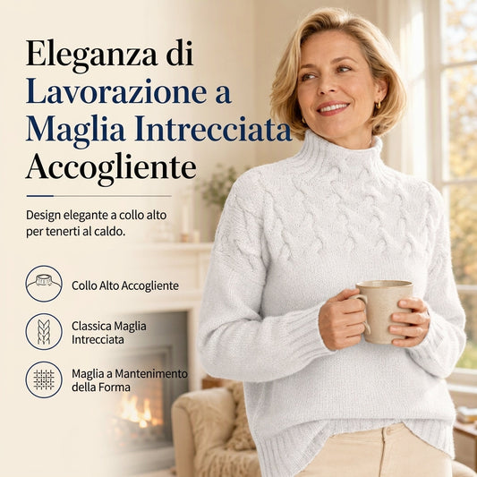 🔥SCONTO DEL 50%! 👚Maglione a collo alto in maglia di tinta unita casual