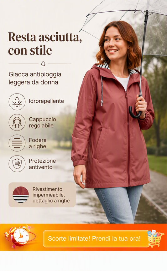 📢📢Sconto del 50%!!! 🎉✨ Giacca da donna con cappuccio impermeabile per attività all'aperto – Materiale impermeabile, tessuto traspirante e pratico cappuccio