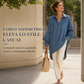 ⏰ Ultimo Giorno di Saldi – SCONTO 50% ✨Camicia pullover in denim casual da donna, scollo a V, maniche a pipistrello e orlo asimmetrico