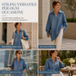 ⏰ Ultimo Giorno di Saldi – SCONTO 50% ✨Camicia pullover in denim casual da donna, scollo a V, maniche a pipistrello e orlo asimmetrico