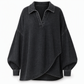 ⏰ Ultimo Giorno di Saldi – SCONTO 50% ✨Camicia pullover in denim casual da donna, scollo a V, maniche a pipistrello e orlo asimmetrico