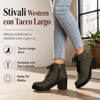 🔥SCONTO DEL 50%! 🥾Stivaletti da donna con tacco grosso e plateau
