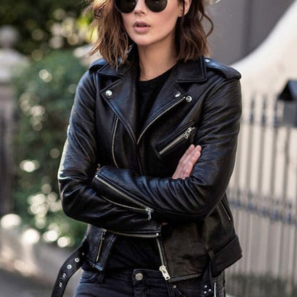 ⏰ Ultimo Giorno di Saldi – SCONTO 50% ✨Giacca da moto corta in pelle PU da donna