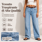 🔥SCONTO DEL 50%! 👖Jeans da donna a gamba larga elasticizzati con orlo sfilato
