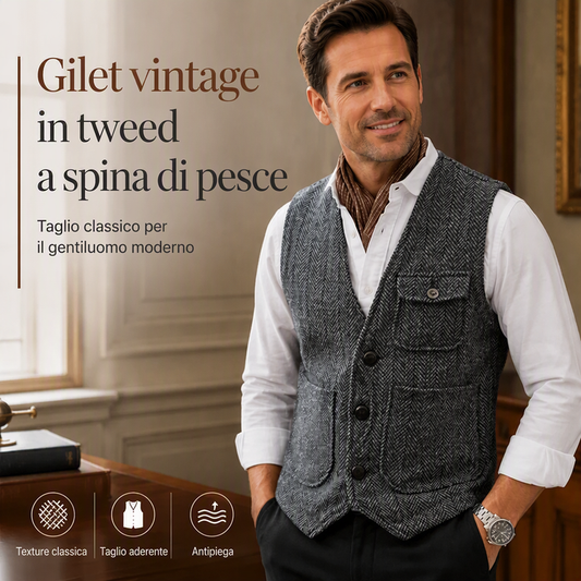 🔥SCONTO DEL 50%! 👔Gilet vintage casual da uomo, con scollo a V