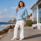 🔥SCONTO DEL 50%! 👚Felpa con cappuccio in denim casual da donna con bottoni