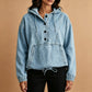 🔥SCONTO DEL 50%! 👚Felpa con cappuccio in denim casual da donna con bottoni