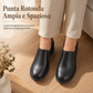 Scarpe décolleté da donna stile britannico retrò, slip-on con tacco medio largo, taglie forti, tacco grosso, modello basso