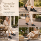 Scarpe décolleté da donna stile britannico retrò, slip-on con tacco medio largo, taglie forti, tacco grosso, modello basso