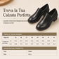 Scarpe décolleté da donna stile britannico retrò, slip-on con tacco medio largo, taglie forti, tacco grosso, modello basso