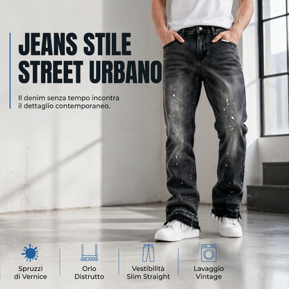 ⏰ Ultimo Giorno di Saldi – SCONTO 50% ✨Jeans di jeans strappati con macchie di vernice stile street urbano da uomo