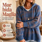 🔥SCONTO DEL 50%! 👚Maglione lavorato a maglia con cappuccio a quadri retrò da donna