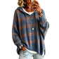 🔥SCONTO DEL 50%! 👚Maglione lavorato a maglia con cappuccio a quadri retrò da donna