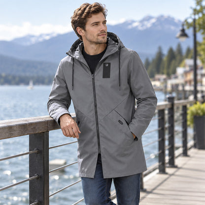 🔥SCONTO DEL 50%! 👔Trench impermeabile da uomo con cappuccio, lunghezza media
