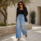 🔥SCONTO DEL 50%! 👖Jeans a gamba larga a vita alta da donna