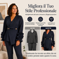 Completo blazer e pantaloni da donna con maniche a volant