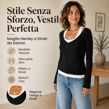 ⏰ Ultimo Giorno di Saldi – SCONTO 50% ✨Top da donna a blocchi di colore falso due pezzi con scollo a imitazione