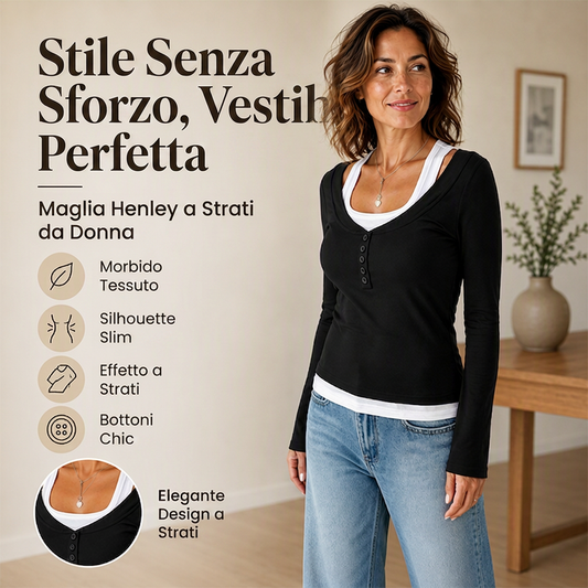 ⏰ Ultimo Giorno di Saldi – SCONTO 50% ✨Top da donna a blocchi di colore falso due pezzi con scollo a imitazione