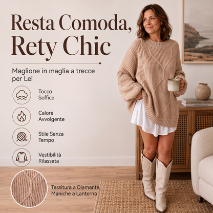 🔥SCONTO DEL 50%! 👚Maglione pullover da donna a trecce oversize