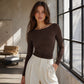 ⏰ Ultimo Giorno di Saldi – SCONTO 50% ✨Top da donna elegante in maglia a coste con scollo a barchetta